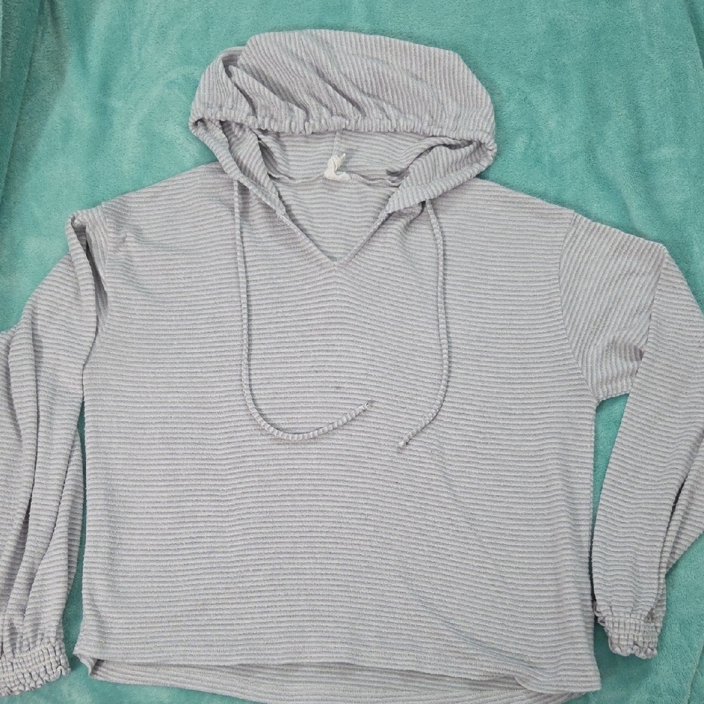 PROJECT SOCIAL T, Gray Striped Cowl Neck Sweater